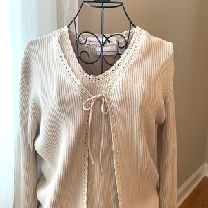 Tan V-Neck 3/4 Length Sleeve Sweater Set